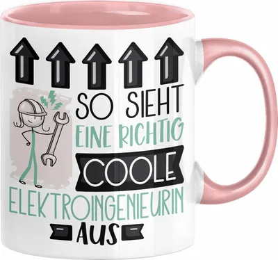 Produktbild von Elektroingenieurin Geschenk Tasse Geschenkidee für Elektroingenieurin Geburtstag Weihnachten Spruch So Sieht Eine Richtig Coole Elektroingenieurin Aus Kaffee-Becher  (Rosa)