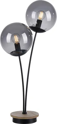 Produktbild von JUST LIGHT LED Tischleuchte GREEN WIDOW Echtholz mit Eiche geölt, Rauchgläser, klimaneutral Holz-natur Wohnzimmer, Schlafzimmer, Flur, Esszimmer, Büro, Küche