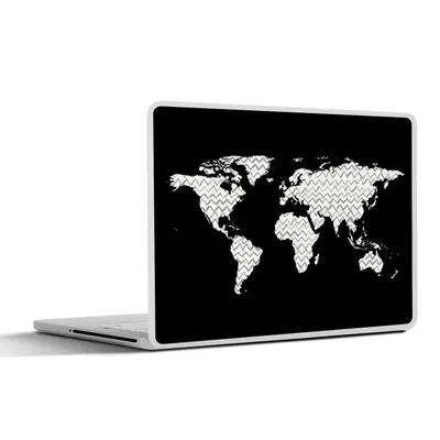 Produktbild von MuchoWow® Laptop Aufkleber Sticker Cover Weltkarte - Muster - Schwarz 30x22 cm - Laptop-Sticker
