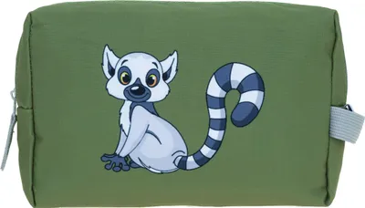Produktbild von Kulturtasche für Kinder Jungen Mädchen Elephant Kids Washbag Schminktasche Kulturbeutel klein Kindertasche small 362 Lemur Maki Affe Oliv