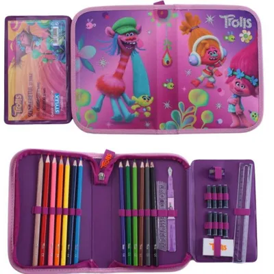 Produktbild von Federtasche / Federmappe / Schüleretui / 27tlg. / "Trolls"