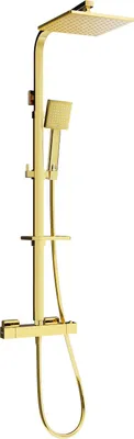 Produktbild von Mexen CQ45 Brausegarnitur für Aufputzmontage mit Kopfbrause und Thermostatmischer, Gold - 772504595-50