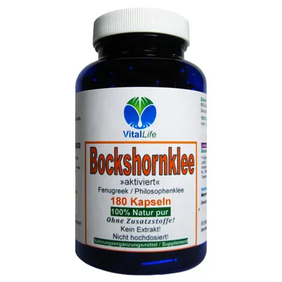 Produktbild von Bockshornklee aktiviert 180 Kapseln Fenugreek Philosophenklee NATUR Pur ohne Zusatzstoffe.
