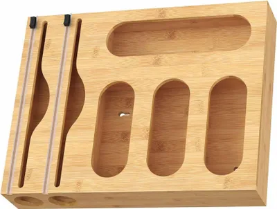 Produktbild von Bambusfolienhalter mit Schneidevorrichtung - Wand- oder Schubladenmontage