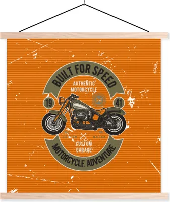 Produktbild von MuchoWow® Textilposter Vintage - Motor - Orange 40x40 cm mit holzfarbenen Rahmen - Posterleiste