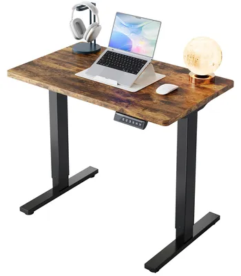 Obrázek produktu pro Stolní psací stůl, elektrický - rozměry desky 80 x 48 cm, výška nastavitelná 71-116 cm, materiál: kov, barva: hnědá