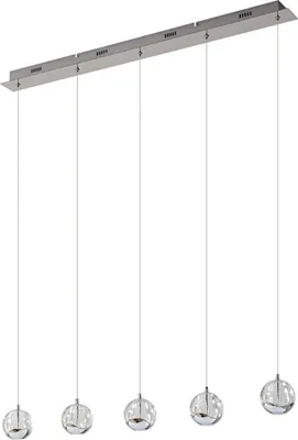 Produktbild von Lucande LED-Pendellampe Hayley, 96 cm, 5-flg., chrom, Glas
