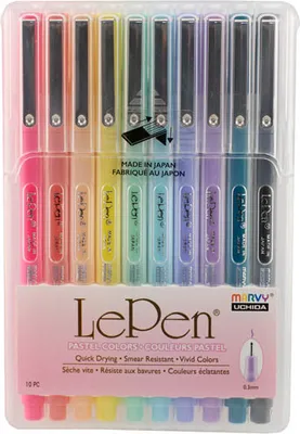 Immagine prodotto di Marvy Uchida Le Pen Fineliner Set Pastello 0,3 mm 10 pezzi