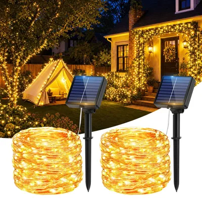 Solar-Lichterkette 34 m, 150 LEDs, IP65, 8 Modi, warmweiß