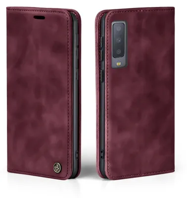 Produktbild von Handy Hülle für Samsung Galaxy A7 2018 Klapphülle Bookcase Flip Cover Handy Tasche Etui Farbe: Weinrot
