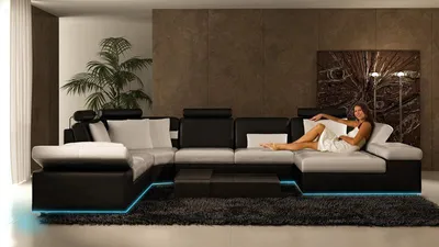 Image de Moderne Sitzecke Ecksofa Sofa Polster Couch Wohnlandschaft Ledersofa Eckgarnitur