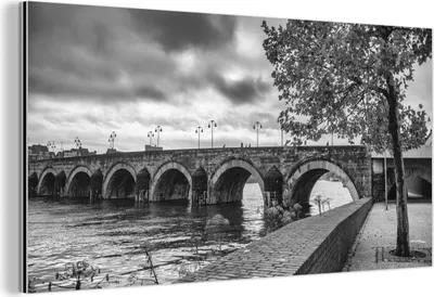 Obrázek produktu pro Nástěnná dekorace Kovový kovový obraz Wall Art 120x60cm Most - Maastricht - Černobílý Muchowow Hliníkové obrazy