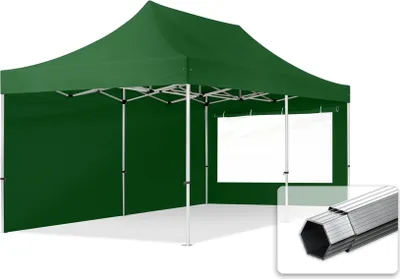 Immagine prodotto di TOOLPORT 3x6m gazebo pieghevole PES con laterali (panoramiche), PROFESSIONAL alluminio, verde scuro
