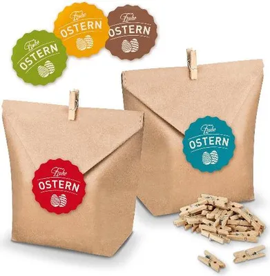 Produktbild von itenga Geschenktüten 10 xTüten + Frohe Ostern Sticker (2 Stk. Je Farbe)