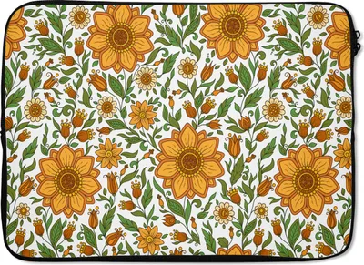 Produktbild von MuchoWow® Laptop Hülle 13 Zoll Blumen - Orange - Design Laptoptasche - Laptophülle - Sleeve - Rundumschutz