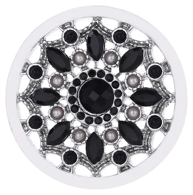Produktbild von Morella Damen Coin 33 mm Blüte Zirkonia schwarz