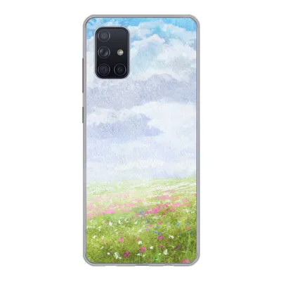 Produktbild von MuchoWow® Handyhülle Schutzhülle Hülle für Samsung Galaxy A51 Aquarell - Blumen - Landschaft Silikon Softcase Handy Hülle - Schutzabdeckung