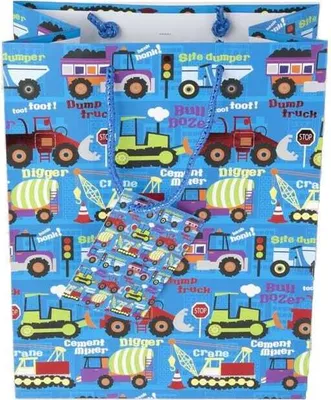 Produktbild von Geschenktasche - Baufahrzeuge - ca. 26 x 12,7 x 32,5 cm