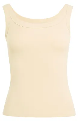 Produktbild von Gelbes Damen Top mit Spitze und Rundhalsausschnitt, reguläre Passform, Größe XS
