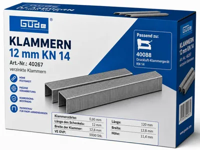 Produktbild von Güde Tacker Klammern 12 mm x 12,8 mm für KN 14, 5000 Stk.