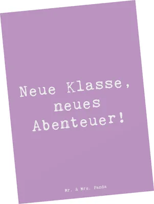 Produktbild von Mr. & Mrs. Panda Postkarte Spruch Erster Schultag Abenteuer - Lavendeltraum - Geschenk, Schulwechsel, neue Freundschaften, bildkarte, Ansichtskarte, Postkarten, Mut