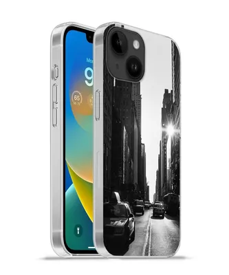 Produktbild von MuchoWow® Handyhülle Schutzhülle Hülle für Apple iPhone 14 - Softcase Eine ruhige Straße in New York in Schwarz und Weiß Silikon Softcase Handy Hülle - Mobiltelefonhülle