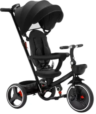 Produktbild von Opulence Baby-Dreiräder 6-in-1 – Kinder-Dreiräder mit Schiebestange – Lauflernrad, Baby- und Kleinkindfahrrad – Schwarz