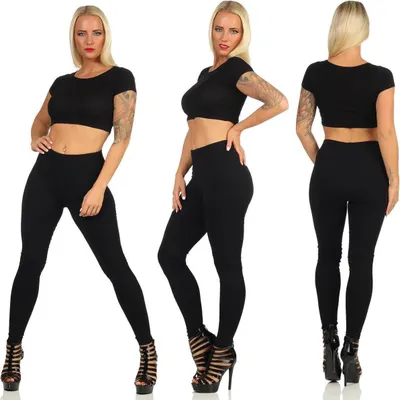 Produktbild von Damen Sport Fitness Leggings Slim; Schwarz lang 3XL