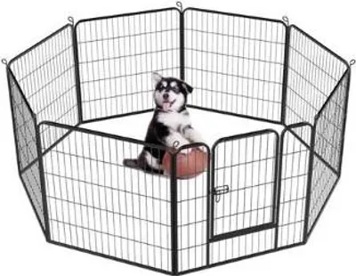 Obrázek produktu pro Livista Výběh pro štěňata - Výběh pro psy - Přepravka pro psy - 16 panelů boudy - 80 x 60 cm Ø 420 cm - ocelová