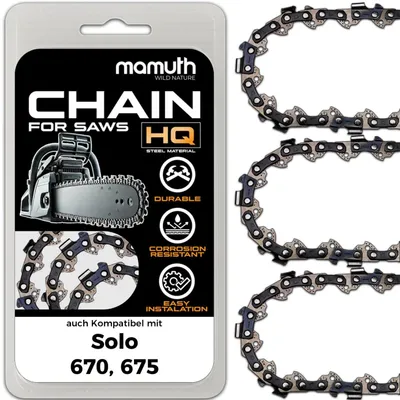 Immagine prodotto di 3 catene per motosega, lunghezza 50 cm, passo 1,5 mm, larghezza 3/8", modello 72 TG, compatibili con motoseghe Solo 670 e 675