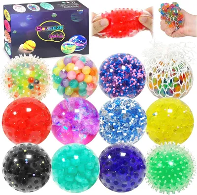 Immagine prodotto di Palline antistress - Set da 12 - Palline antistress da manipolare - Giocattoli antistress