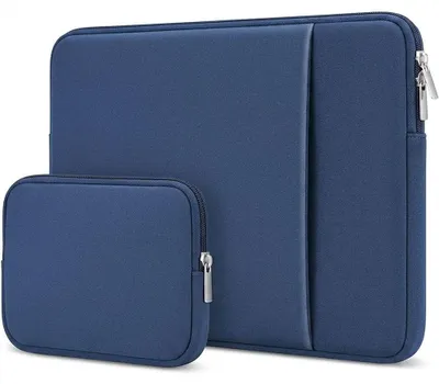 Image de Housse pour Ordinateur Portable avec Pochette, Protection Anti-Rayures 13 Pouces - Bleu Marine