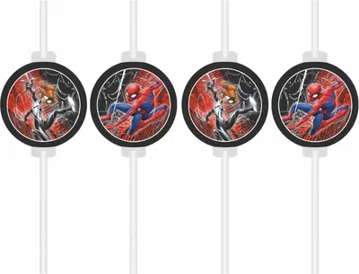 Produktbild von Strohhalme mit Medaillon SPIDERMAN Marvel Spider-Man Geburtstag 4St.