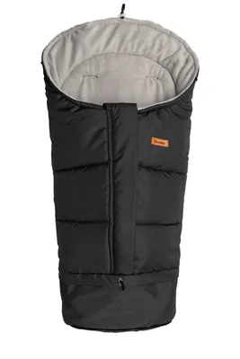 Image de chancelière 3en1 en polaire - Élégante et polyvalente en noir/gris - Chancelière pour poussette