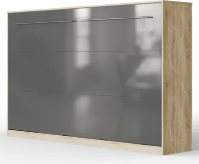 Produktbild von SMARTBett Schrankbett Standard  Eiche Sonoma/Anthrazit Hochglanzfront 120 Horizontal