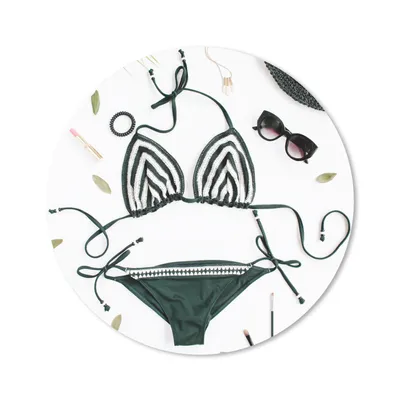 Produktbild von MuchoWow® Mauspad Mousepad Bikini - Schwarz - Weiß 20x20 cm - Mousepads - Maus Mat - Pad - Mausunterlage - Schreibtischmatte