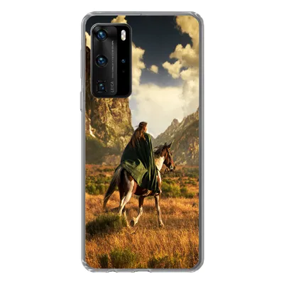 Produktbild von MuchoWow® Handyhülle Schutzhülle Hülle für Huawei P40 Pro Pferd - Reiter - Natur Silikon Softcase Handy Hülle - Schutz