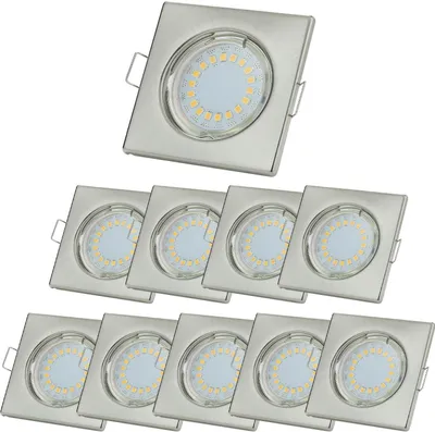 Produktbild von Einbaustrahler LED 10er Pack 5W Kaltweiß eckig Chrom gebürstet