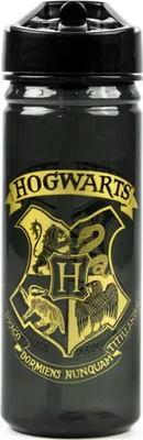 Obrázok produktu pre Harry Potter - Fľaša na vodu, s erbom Bradavíc, plastová, 600 ml NS6839 (jedna veľkosť) (čierna/zlatá)