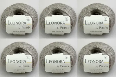 Imagen del producto de 6 ovillos de hilo "Leonora" de Permin: mezcla de seda, lana y mohair (color: marzipán, número 42)
