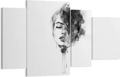 Produktbild von Bild auf Leinwand - Leinwandbild - 4 Teile - Frau Gesicht Abstraktion - 120x70cm - Wand Bild - Wanddeko - Wandbilder - Leinwanddruck - Bilder - Wanddekoration - Leinwand bilder - DL120x70-4934