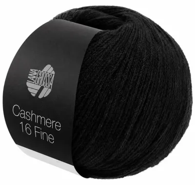 Produktbild von Lana Grossa CASHMERE 16 FINE Wolle 50 g 320 m Merino Kaschmir Strickgarn Farbe 018 - Schwarz, KI-generiertes Bild