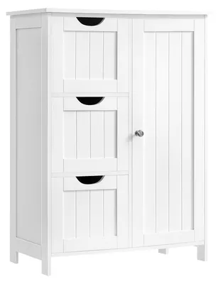 Produktbild von Badezimmerschrank mit 3 Schubladen und verstellbarem Regal | Weiß | 30x60x81cm