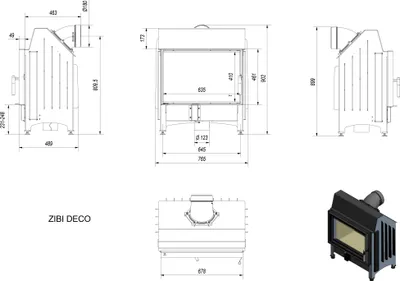 Produktbild von Kamineinsatz aus Stahl KRATKI ZIBI DECO 11 kW Ø 180