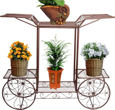 Produktbild von Blumentreppe 2 Ebenen, Aus Metall, Blumenständer für innen und außen, HBT: ca. 67x 79 x 25 cm (Bronze)
