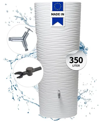 Productafbeelding van GARANTIA NATURA 2in1 regenton complete-set 350 L arctic incl. design chroom uitloopkraan en regenpijp aansluiting
