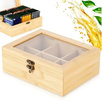 Immagine prodotto di Organizzatore per bustine di tè in bambù con 6 scomparti