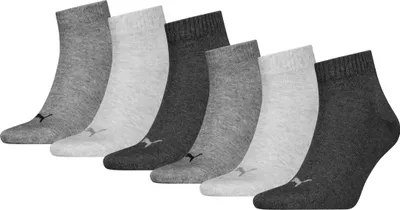 Produktbild von 6 Paar Uni Puma Quarter kurze Sportsocken in Anthrazit Melange Größe 35-38