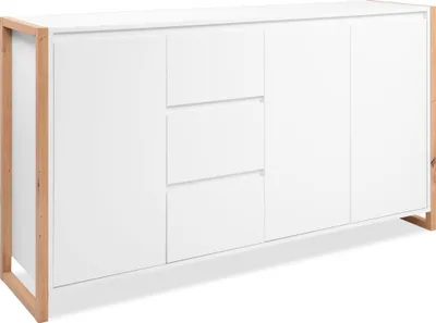 Produktbild von Sideboard >Denver< in weiß / Nachbildung Artisan Oak - 160x88x40cm (BxHxT)