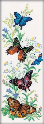 Produktbild von RTO Kreuzstich Set "Fliegende Schmetterlinge" M147, Zählmuster, 16x45 cm